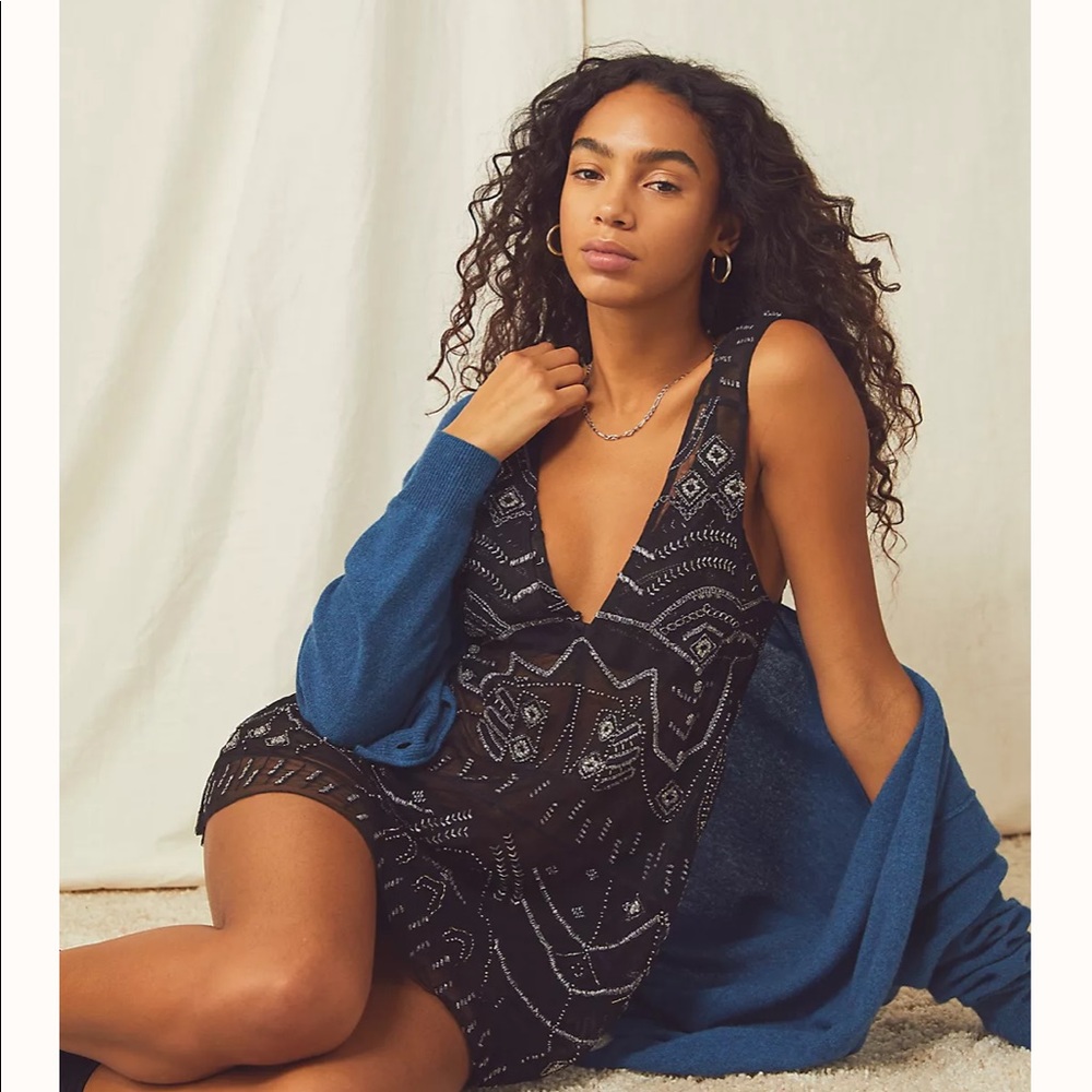 free people Arya embellished slip set mini dress